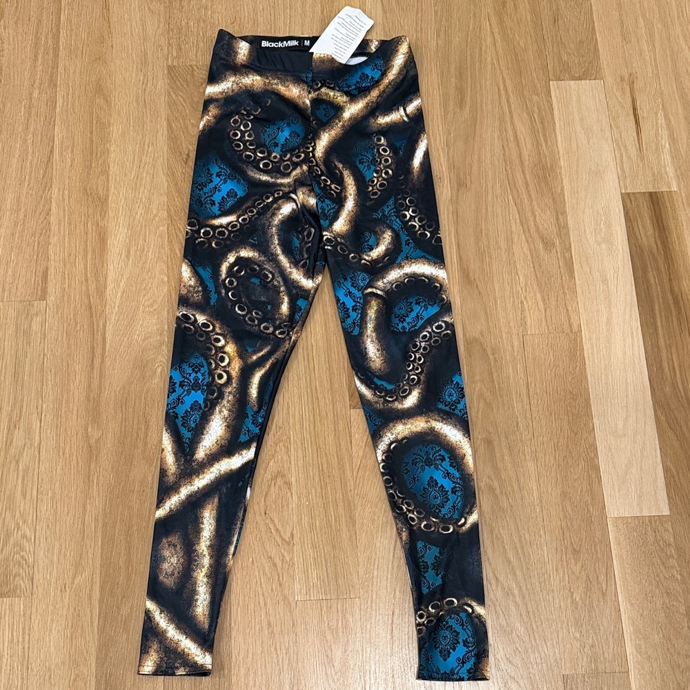 BlackMilk Blue and Gold Tentacle Leggings